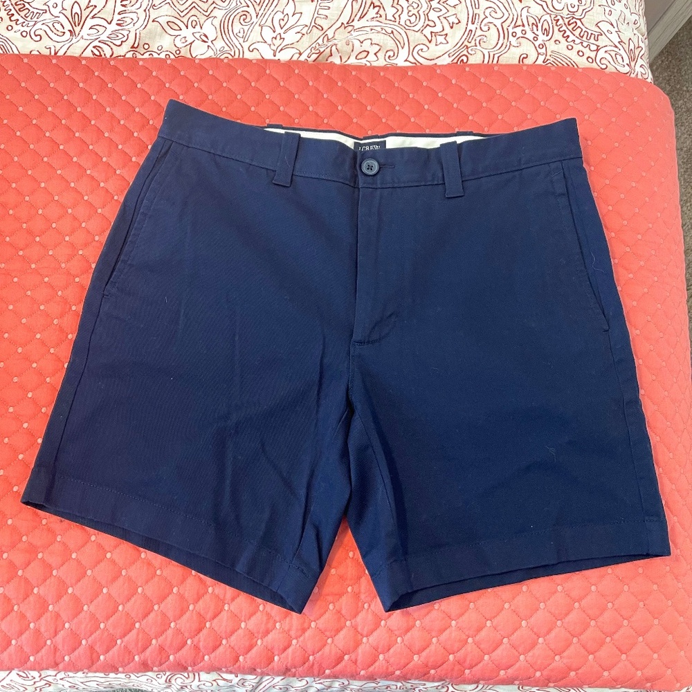 Men's J.Crew Stretch Chino 7" Inseam, 31 Waist, Navy Blue Shorts